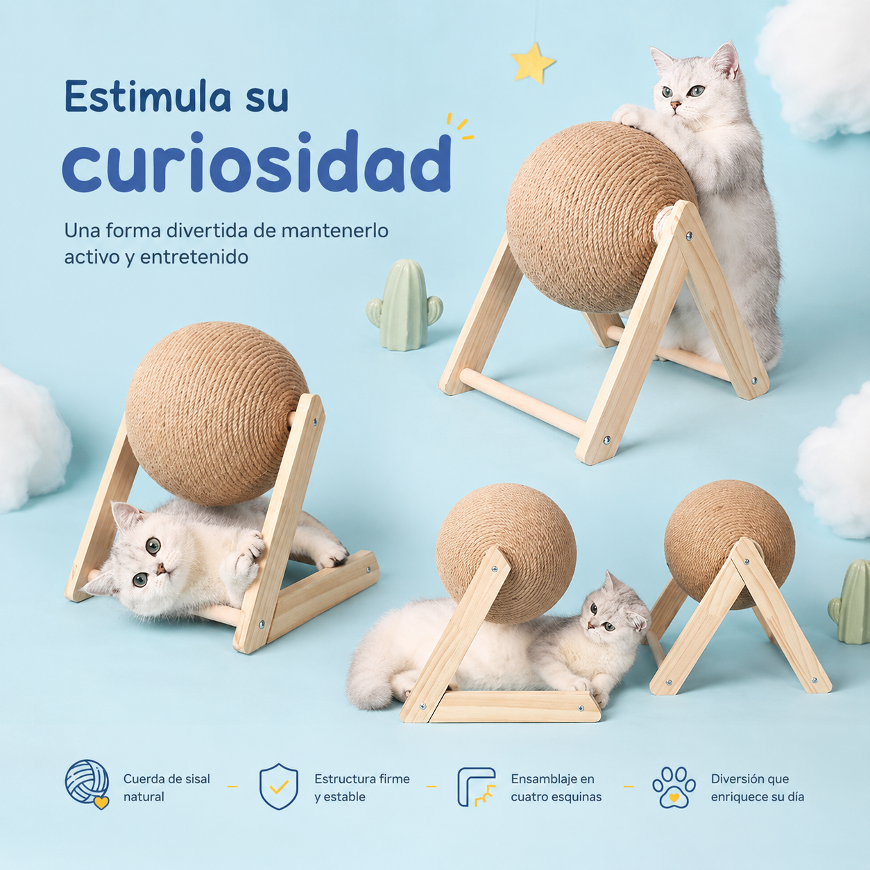 Bola rascador de Sisal para gatos  - Hecha a mano
